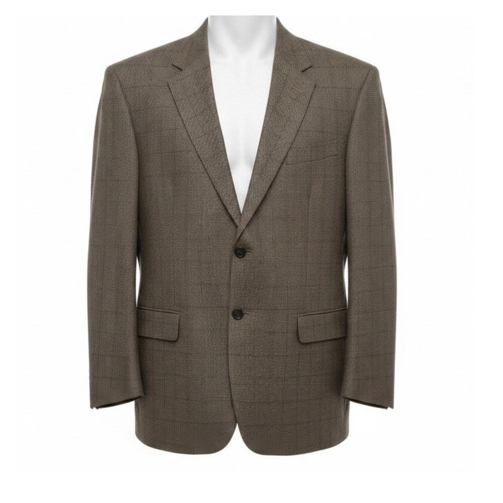 Vintage Oscar de la Renta Lambswool Cashmere Sport Coat Blazer 48R Brown Luxury